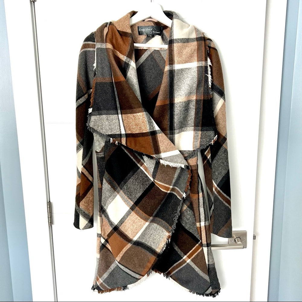 Brown plaid scarf jacket